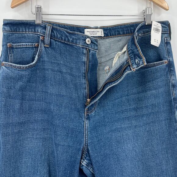 Abercrombie & Fitch Ankle Straight Womens Jeans Sz 18 Distressed Y2K High Rise - Picture 4 of 10